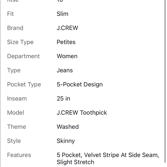 Pre Loved J Crew Toothpick Black With Velvet Stripe K3385 28 Petite Stretch Cttn - Picture 8 of 8